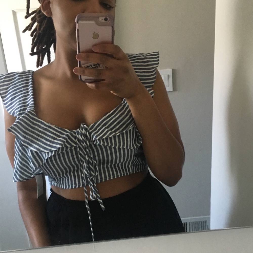 White and Blue Stripped Bralette